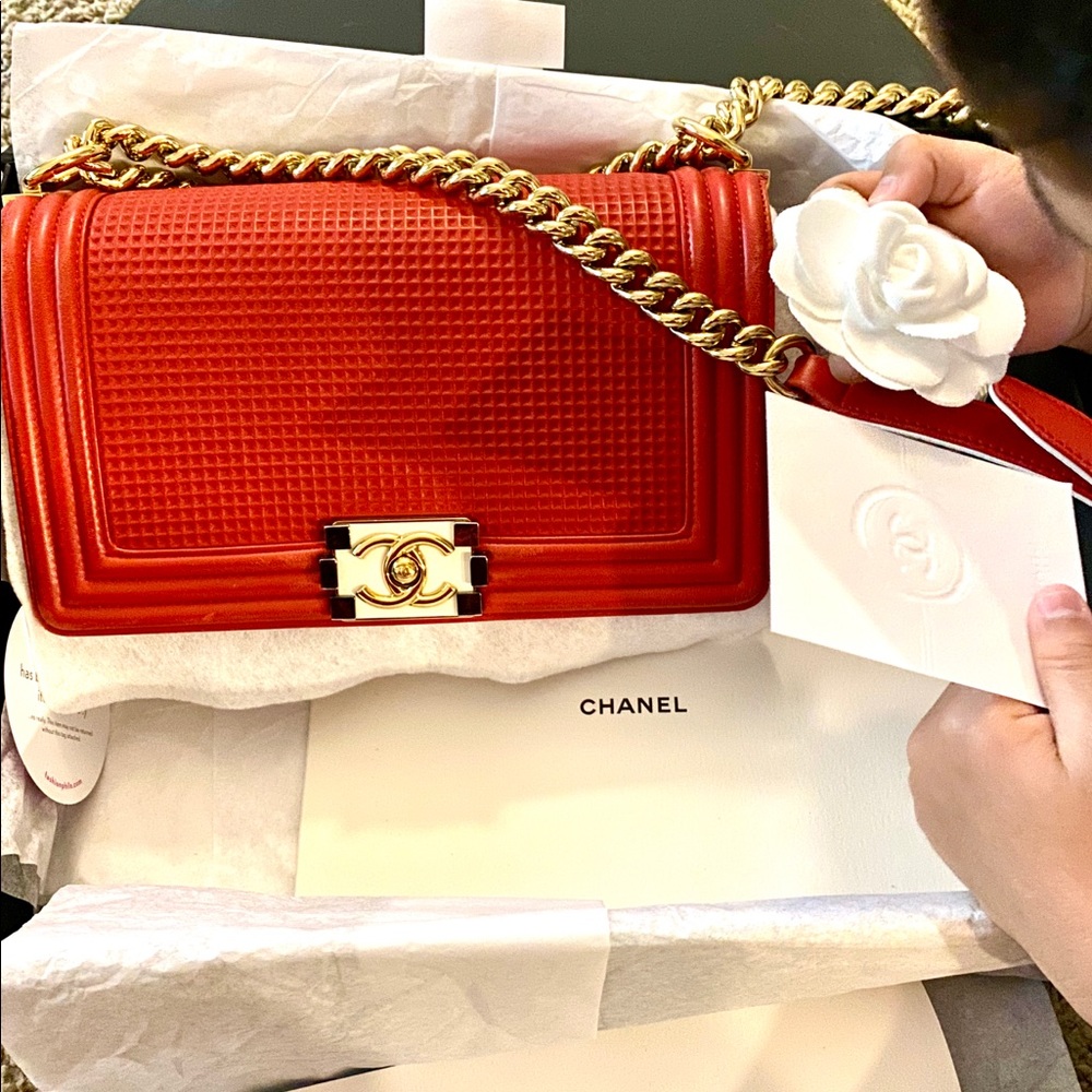 Authentic Chanel Boy medium lambskin